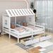 Harper Orchard Puteaux Twin Size House Platform Beds w/ Two Drawers, Combination of 2 Side bed Wood in Brown/White | Wayfair
