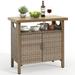 Winston Porter Nataija 35.4 L x 19.7 W Outdoor Table Wood/Wicker/Rattan in Brown | 35.4 H x 35.4 W x 19.7 D in | Wayfair