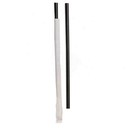 D&W Fine Pack DSGW8-24-300E 8 1/2" Wrapped Giant Straws - Polypropylene, Black