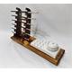 Artists wooden paint brush rack with ceramic paint pallet with built in water pot workbench stand