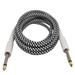 6.35mm Guitar Cable Noise Reduction Black and white color electric OFC Braided Instrument Cable for Keyboard Musical Piano - 3Meter