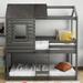 Gray Playhouse Inspired Twin-Over-Twin Bunk Bed with Roof