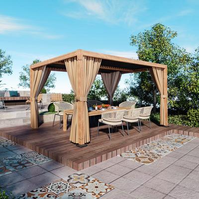 10 ft. x 13 ft. Aluminum Louvered Pergola with Adjustable Roof and Curtains