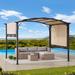 Sunjoy Lindt 9.5 x 11 ft. Outdoor Steel Arched Pergola with Adjustable Canopy