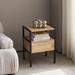 Rattan Nightstand with drawer and metal legs,End table