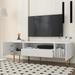 Modern TV Stand for 70+ Inch TV, TV Media Console Table with Shelf, 2 Drawers and 2 Cabinets for Living Room