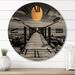 Designart "Beach Pier Perspective Black VI" Nautical & Beach Oversized Wood Wall Clock