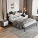 3-Pieces Bedroom Sets Queen Size Wood Platform Bed with Two Nightstands