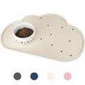 Ptlom Silicone Pet Feeding Mat for Dogs and Cats High-Lips Pet Placemat Non-Slip Waterproof Bowl Mats Prevent Food and Water Overflow Puppy Dish Tray Mat Suitable for Small Medium Large Pets Beige