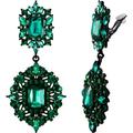 Art Deco Vintage Style Rhinestone Crystal Gatsby Clip-on Chandelier Earrings - Green