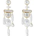 Luxury Statement Pearl Chandelier Earring | Organic Gold & Pearl Dangle Jewelry