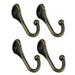 4 Pcs Replaceable Clothes Hook Wall Mounted Rack Antique Single Hanger Prong Hooks Coat Multi-function Wall-mounted Zinc Alloy