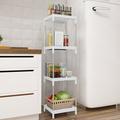 Storage Cart For Laundry Room Organization 4 Tier Shelving Unit Utility Cart Storage Rack For Kitchen Bathroom Laundry Narrow Places