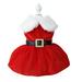 Dog Christmas Costume Puppy Dress Santa Claus Pet Clothes Velvet Skirt Thermal Shirt Winter Coat Xmas Holiday Apparel Cute Girl Clothing Red Dresses