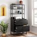 File Cabinets for Home Office with Lock 2 Drawer Office Organization and Storage Large Vertical Filing Cabinet with Bookshelf Sturdy Durable Easy to Assemble