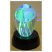 HYYYYH Navillus Teal (Blue/Green) Glass Jellyfish Paperweight Glow in The Dark with White Lighted Color Base Stand (4.5 Jellyfish)