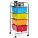 4 Drawers Cart Storage Bin Organizer Rolling Storage Cart Metal Frame Plastic Drawers with Flexible Wheels for Home Office Scrapbook Supply & Paper Shelf Multicolor