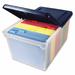 File Tote with Hinged Lid Letter Plastic Clear/Navy