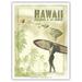 Hawaiian Surfer - Hawaii Paradise of the Pacific - Vintage Travel Poster by Wade Koniakowsky - Master Art Print (Unframed) 9in x 12in