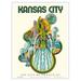 Kansas City - The City of Fountains - Vintage Travel Poster by David Klein c.1960s - Master Art Print (Unframed) 9in x 12in