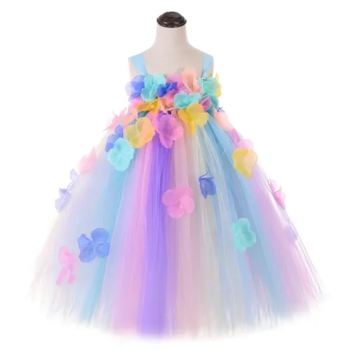Blume Mädchen Tutu Kleid für Hochzeit Pageant Lange Kleider für Mädchen Prinzessin Blumen Kostüm
