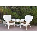 Jeco W00213-2-CES007 Windsor White Wicker Chair & End Table Set with Brown Cushion