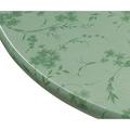 Floral Swirl Vinyl Elasticized Table Cover 45 - 56 Inch Dia Round Green