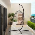 Egg Swing Chair for Outdoor Indoor Foldable Swing Chair Hanging Egg Chairs Hammock Chair Swing Chair for Bedroom Patio Porch Khaki