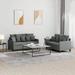 vidaXL 2 Piece Sofa Set with Cushions Dark Gray Fabric