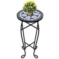 Festnight Side Table Sofa and Couch End Side Table Small Coffee Table Plant Stand for Living Room Garden Patio Terrace Indoor Outdoor Furniture (Black White)