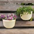 Namzi 2Pcs Resin Wall Planters Hanging Flower Plant Pots Vertical Wall Mount Planter Pot Flower Basket for Railing Fence Wall Window Balcony Beige