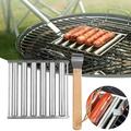 Hxoliqit Hot Dog Roller Sausage Roller Rack Stainless Steel Sausage Grill Rack Barbecue Hot Dog Roll Stainless Steel Sausage Roll Rack For Evenly Cooking Hot Dogs(Silver)