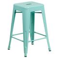 Flash Furniture 24 High Backless Metal Indoor-Outdoor Counter Height Stool w/Square Seat Mint Green