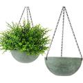 Namzi Hanging Planters for Indoor Plants Plastic Flower Pot.Round Resin Garden Plant Hanging Planters Decor Pot 2 PCS (Grey)