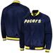 Men's Mitchell & Ness Navy Indiana Pacers Hardwood Classics Throwback Wordmark Raglan Full-Snap Jacket