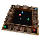 Pacific Shore Games 4 Player Shut The Box Dice Game - Walnut Stained Wood - 12 In.