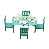 PETSOLA 1:12 Dollhouse Dining Room Scenes Dining Room Play Set Birthday Gifts Simulation Kids Toys Dollhouse Table and Chair Model