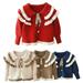 Godderr Newborn Toddler Girls Sweater Jacket for 9M-5Y Solid Color Knitted Tops Baby Buttons Cardigan Coats Lapel Fall Winter Knitted Sweater Jacket