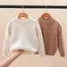 KYAIGUO Baby Kids Pullover Sweater Coat Boys Girls Fall & Winte 3-8Y Round Neck Sweater Long Sleeve Solid Color Thickened Sweater Infant Pullover Soft Sweater Toddler Outerwear