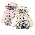 Godderr 9M-7Y Baby Kids Girls Cotton Coats Jacket Hooded Warm Coats Newborn Butterfly Print Winter Tops Warm Cotton Jacket Outerwear