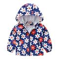 Kids Long Sleeve Windbreaker Jacket With Hoods Baby Grils Boys Print Jacket Zipper Coat Toddler Lightweight Hooded Windproof Coat Multicolor-H 100