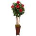 HomeStock French Flair 5Ft. Hibiscus Artificial Tree In Decorated Wooden Planter