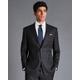 Men's Windowpane Check Birdseye Travel Suit Jacket - Charcoal Black Grey, 36R Regular by Charles Tyrwhitt