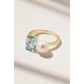 Mateo - 14-karat Gold, Topaz And Pearl Ring - Blue