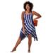 Plus Size Women's Tie-Dye Flare Cover Up Dress by Swimsuits For All in Navy White (Size 18/20)