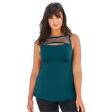 Plus Size Women's Embellished High-Neck Tankini by Swim 365 in Mediterranean (Size 32)