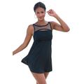 Plus Size Women's Embellished High-Neck Swimdress by Swim 365 in Black (Size 32)