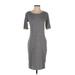 Lularoe Casual Dress - Sheath Scoop Neck Short sleeves: Gray Print Dresses - Women's Size Small