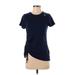 Reebok Active T-Shirt: Blue Solid Activewear - Women's Size Small