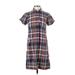 J.Crew Factory Store Casual Dress - Shirtdress: Blue Plaid Dresses - Women's Size 2X-Small